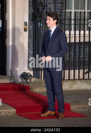 Londres, Royaume-Uni. 3 décembre 2019. Sur la photo : Justin Trudeau - Le Premier ministre du Canada. Boris Johnson, Premier Ministre du Royaume-Uni, organise une réception avec des dirigeants étrangers à venir de l'OTAN (Organisation du Traité de l'Atlantique Nord) réunion le 4 décembre. Crédit : Colin Fisher/Alamy Live News. Banque D'Images