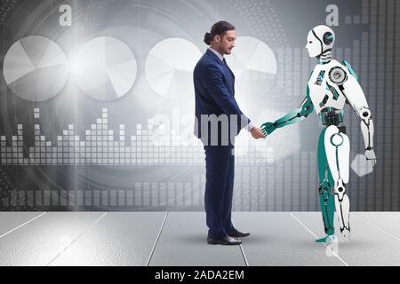 Concept de la coopération entre les humains et les robots Banque D'Images