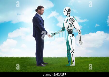 Concept de la coopération entre les humains et les robots Banque D'Images