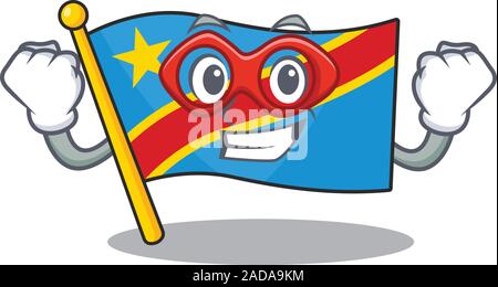 Une caricature de République démocratique du drapeau portant costume de super héros Illustration de Vecteur