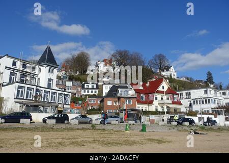 Le célèbre quartier d'escalier dans Blankenese sur l'Elbe, Hambourg Banque D'Images