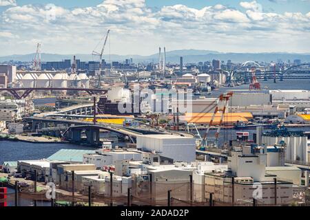Vue aérienne de Kobe industrielle Banque D'Images