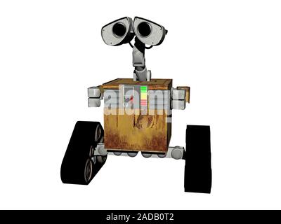 Petit robot sur chaînes avec l'appareil photo Banque D'Images