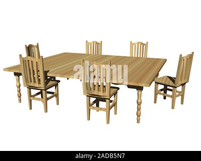 Table à manger avec chaises en bois Banque D'Images