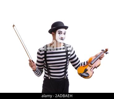 Mime au violon isolated on white Banque D'Images