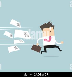 Businessman courir loin de facture taxe. vector Illustration de Vecteur