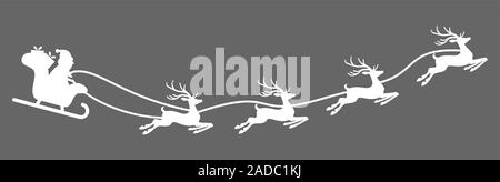 Père Noël blanc avec traîneau et rennes isolé sur fond coloré Illustration de Vecteur