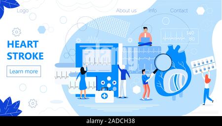 Maladies du coeur concept. L'hypertension et hypotension minuscule les médecins traitent la maladie. Les symptômes et la prévention de la santé de la pression artérielle ou vecteur sain Illustration de Vecteur