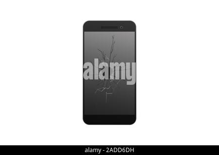 Smartphone Blackberry brisée. Vector illustration. L'écran tactile est cassée. Illustration de Vecteur