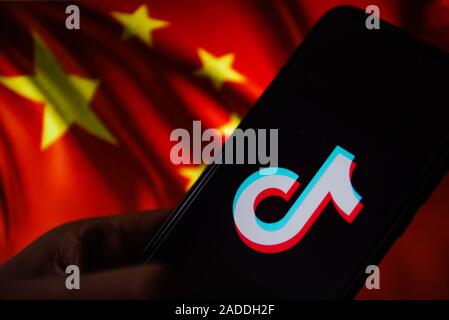 La Pologne. 9Th Jul 2019. Sur cette photo, l'illustration a vu le logo affiché sur TikTok un smartphone. Credit : Omar Marques/SOPA Images/ZUMA/Alamy Fil Live News Banque D'Images