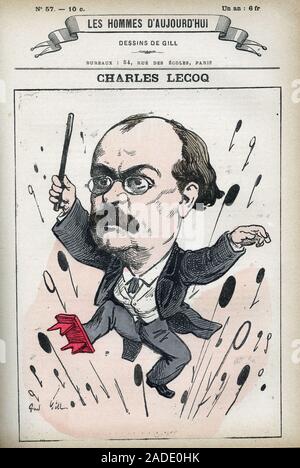 Portrait de Alexandre Charles Lecocq (1832-1918), compositeur français. Caricature de Gill, Paris. Banque D'Images