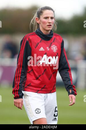 DAGENHAM, EN ANGLETERRE - 01 DÉCEMBRE : Abbie McManus de Manchester United les femmes pendant la période pré-match warm-up au cours de la Barclays Women's Super League match bet Banque D'Images