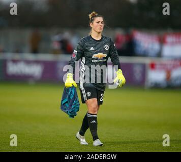 DAGENHAM, EN ANGLETERRE - 01 DÉCEMBRE : Mary Earps Femmes de Manchester United au cours de la Barclays Women's super match de championnat entre West Ham United et les femmes M Banque D'Images