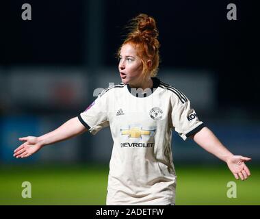 DAGENHAM, EN ANGLETERRE - 01 DÉCEMBRE : Martha Harris de Manchester United au cours de la Barclays Women's super match de championnat entre West Ham United Women un Banque D'Images