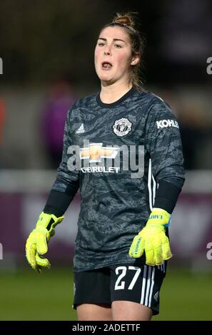 DAGENHAM, EN ANGLETERRE - 01 DÉCEMBRE : Mary Earps Femmes de Manchester United au cours de la Barclays Women's super match de championnat entre West Ham United et les femmes M Banque D'Images