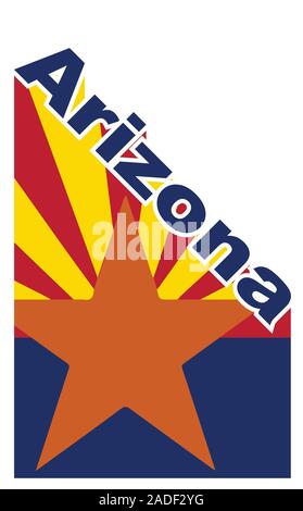 Le texte en rouge et blanc proclamant Arizona avec un drapeau de fond de l'ombre Illustration de Vecteur