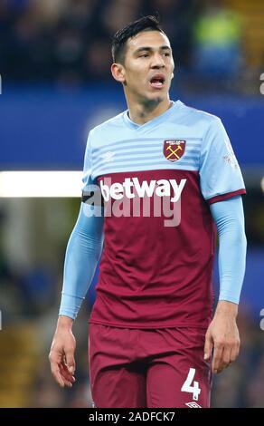 Londres, Royaume-Uni. 30 novembre West Ham United's Fabian Balbuena au cours de Premier League anglaise entre Chelsea et West Ham United à Stanford Br Banque D'Images