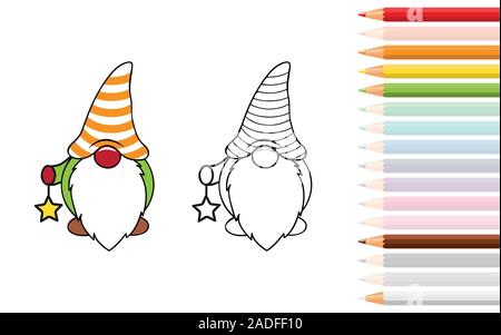 Pour nain mignon de coloriage, crayons illustration vecteur EPS10 Illustration de Vecteur