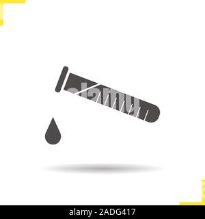 L'icône de l'expérience chimique. Silhouette d'ombre symbole. Tube à essai de laboratoire à l'aide de drop. L'espace négatif. Vector illustration isolé Illustration de Vecteur