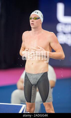 France's David Aubry concurrentes dans les Men's 400m chauffe pendant l'Bref Cours de natation A Tollcross International Swimming Centre, Glasgow. Banque D'Images