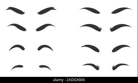 Formes de sourcils. Formes de sourcil. Différents types de sourcils. Conseils de maquillage. Sourcils pour les femmes. Illustration de Vecteur