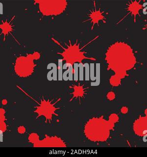 Des taches de sang rouge motif transparent background,effrayant,hand drawn vector illustration Illustration de Vecteur