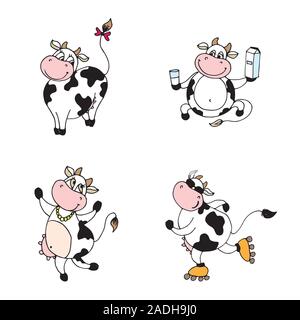 Les vaches Cartoon animal,ou avatar mascot,isolé sur fond blanc,vector illustration Illustration de Vecteur