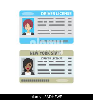 Licence de pilote avec femme photo,isolé sur fond blanc,cartoon vector illustration Illustration de Vecteur