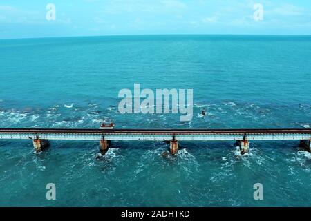 Rameshwaram Bridge en Inde du Sud Banque D'Images