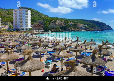 Plage de baignade à l'hôtel Aquamarin, Sant Elm, San Telmo, Majorque, îles Baléares, Espagne Banque D'Images