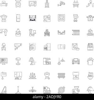 Ligne d'équipement d'accueil icônes, signes, symboles, vecteur illustration linéaire défini Illustration de Vecteur