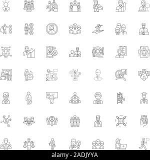 Icônes de ligne de bureau, signes, symboles, vecteur illustration linéaire défini Illustration de Vecteur