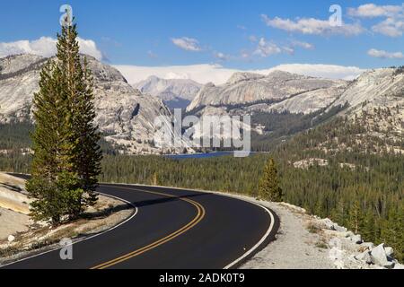 Tioga Pass Road par Olmsted Point, Yosemite National Park, California, USA. Banque D'Images