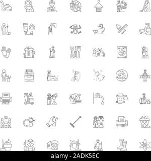 Société nettoyage line icônes, signes, symboles, vecteur illustration linéaire défini Illustration de Vecteur
