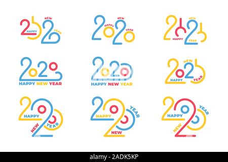 Nouveau logo de l'année 2020. Maison de vacances hiver typographie lettrage logos pour le Nouvel An 2020 Célébration Illustration de Vecteur