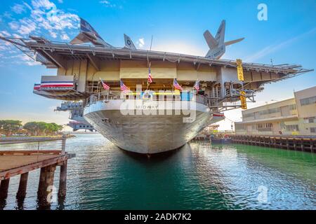 San Diego, Navy Pier, Californie, USA - 31 juillet 2018 : Midway Battleship Memorial à San Diego en Californie, le Navy Pier de United States. La Banque D'Images