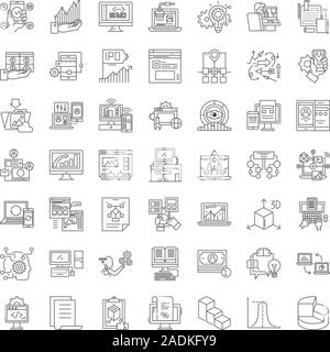 Icônes de ligne de vente d'Internet, signes, symboles, vecteur illustration linéaire défini Illustration de Vecteur