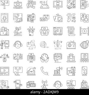 Icônes de ligne de relations publiques, signes, symboles, vecteur illustration linéaire défini Illustration de Vecteur