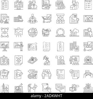 Processus de planification, les icônes linéaire signes, symboles ligne vectorielle illustration set Illustration de Vecteur