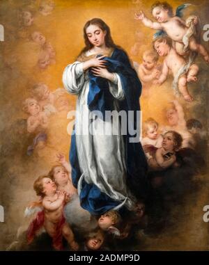 Vierge de l'Immaculée Conception par Bartolomé-Esteban Murillo (1617-1682), huile sur toile, c.1670. Banque D'Images