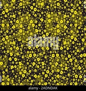 Fleurs jaune isolé sur fond noir.Un motif floral. - Vector Illustration de Vecteur