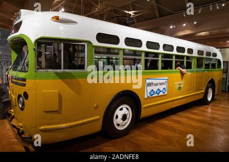 Détroit, USA - Août 6,2018 : Musée Henry Ford. Le bus sur lequel Rosa Parks a refusé de céder sa place l'origine de l'autobus de Montgomery, un boycott de l'EC aux États-Unis Banque D'Images