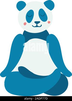 Panda Cartoon performing yoga exercice. Caractère de dessin assis en posture du lotus et la méditation vipassana meditation isolés. Pour les enfants et le dépistage d'impression. Télévision couleur vector illustration Illustration de Vecteur