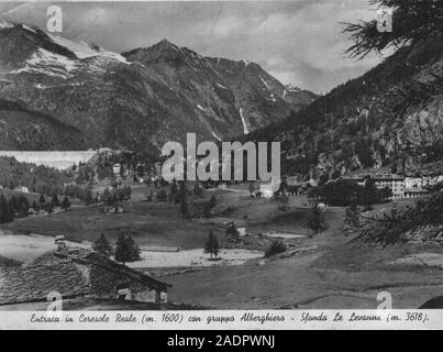 De Ceresole Reale Postalcard (Parc National), Piémont, Italie, 1937. Banque D'Images