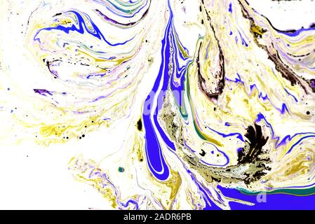 Peinture sur l'eau. Couleur différente. Arrière-plan, la texture. Close up. Banque D'Images