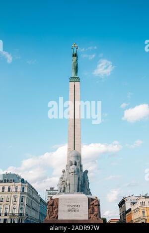 Riga, Lettonie - 11 août 2019 : Monument de la Liberté Banque D'Images