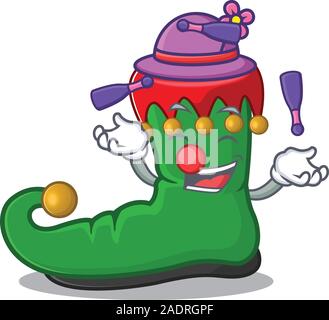 Juggling super cool chaussures mascot cartoon style elf Illustration de Vecteur