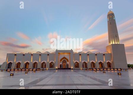 Vue du coucher Grande mosquée Imam Abdul Wahab doha Banque D'Images