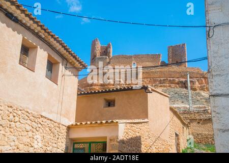 Château du village. Montuenga de Soria, la province de Soria, Castilla Leon, Espagne. Banque D'Images