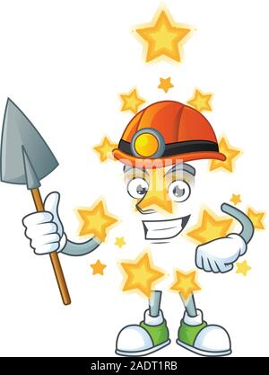 Cool miner l'étoile de Noël cartoon mascot style design Illustration de Vecteur